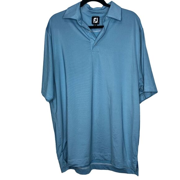 FootJoy Shirt Mens Large Blue Striped Golf Performance Embroidered Casual - Picture 1 of 6